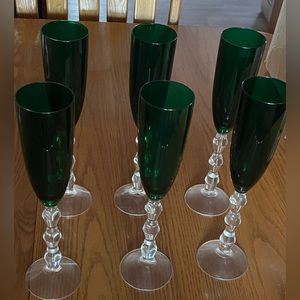 LENOX Carat Colors Emerald Champagne Flutes  - 10.5” Tall
